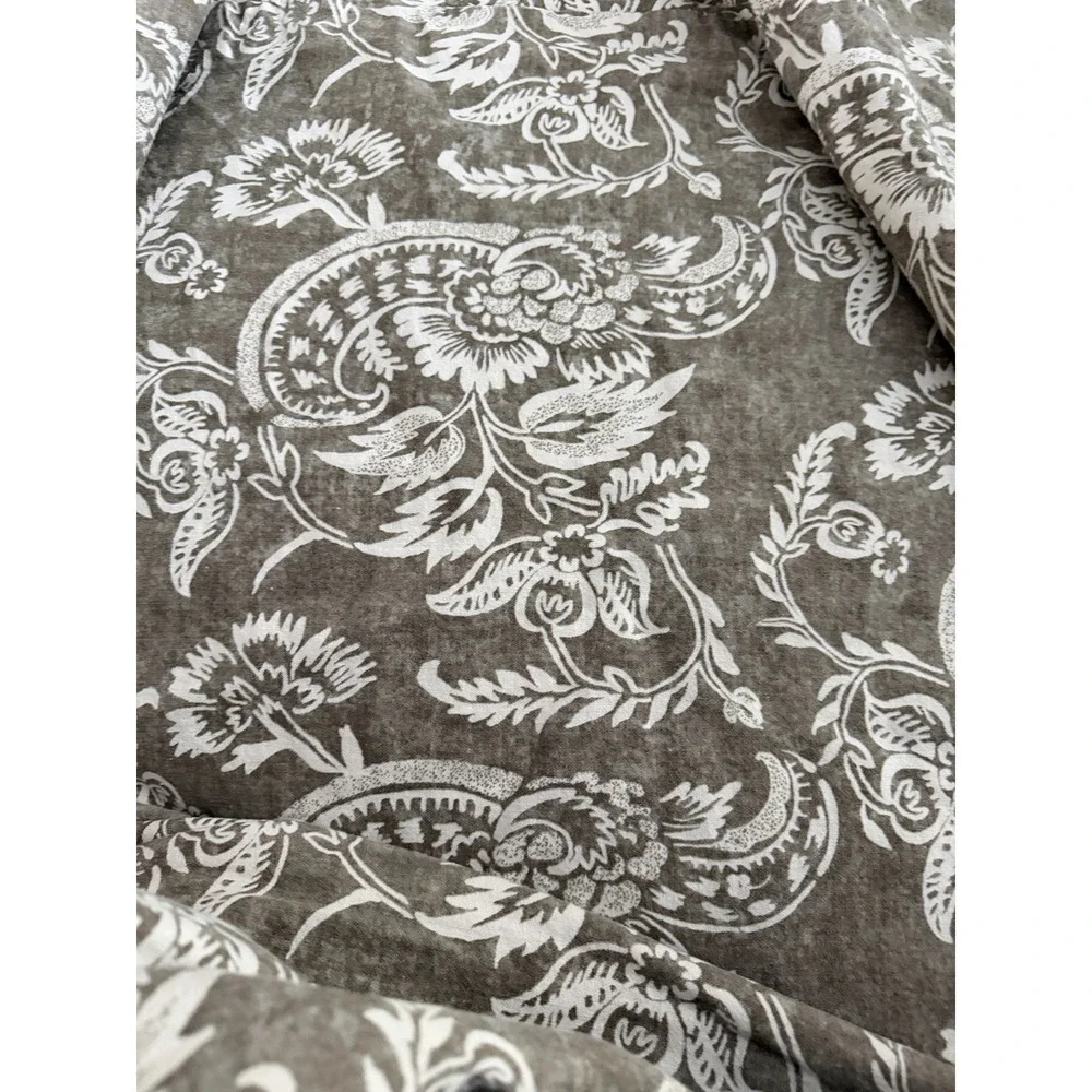 Pottery Barn Alessandra Scroll King Size Duvet Cover Linen Blend Taupe Gray 2015
